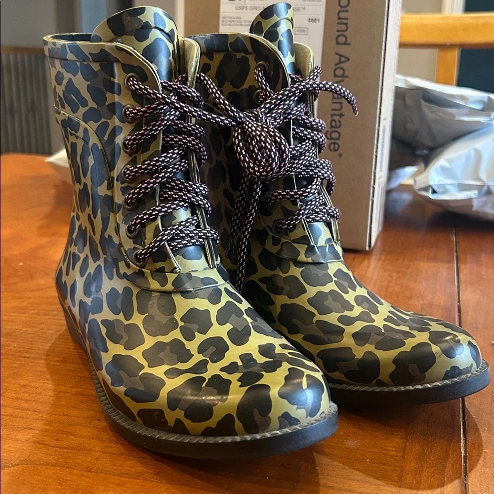J Crew Leopard Print Rain Boots